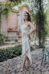 3d Fabric Bodycon Sleeveless High-low Skirt Dress - 232C1122