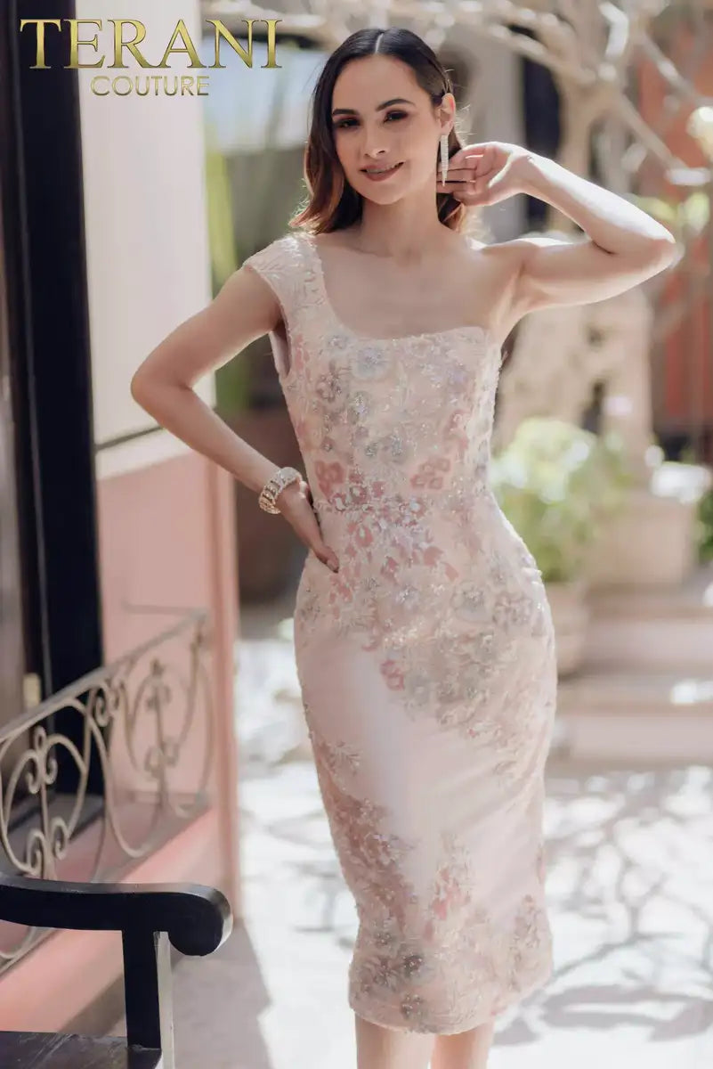 Asymmetrical Tea Length Back Slit Sleeveless Cocktail Dress - 232C1125