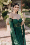Off Shoulder A-line Sweetheart Sheer Long Evening Dress - 232E1218