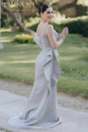 Sleeveless Mermaid One Side Ruffle Collar Evening Dress - 232E1297