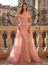 Off Shoulder Mermaid Embroidered Evening Dress - 232E1334