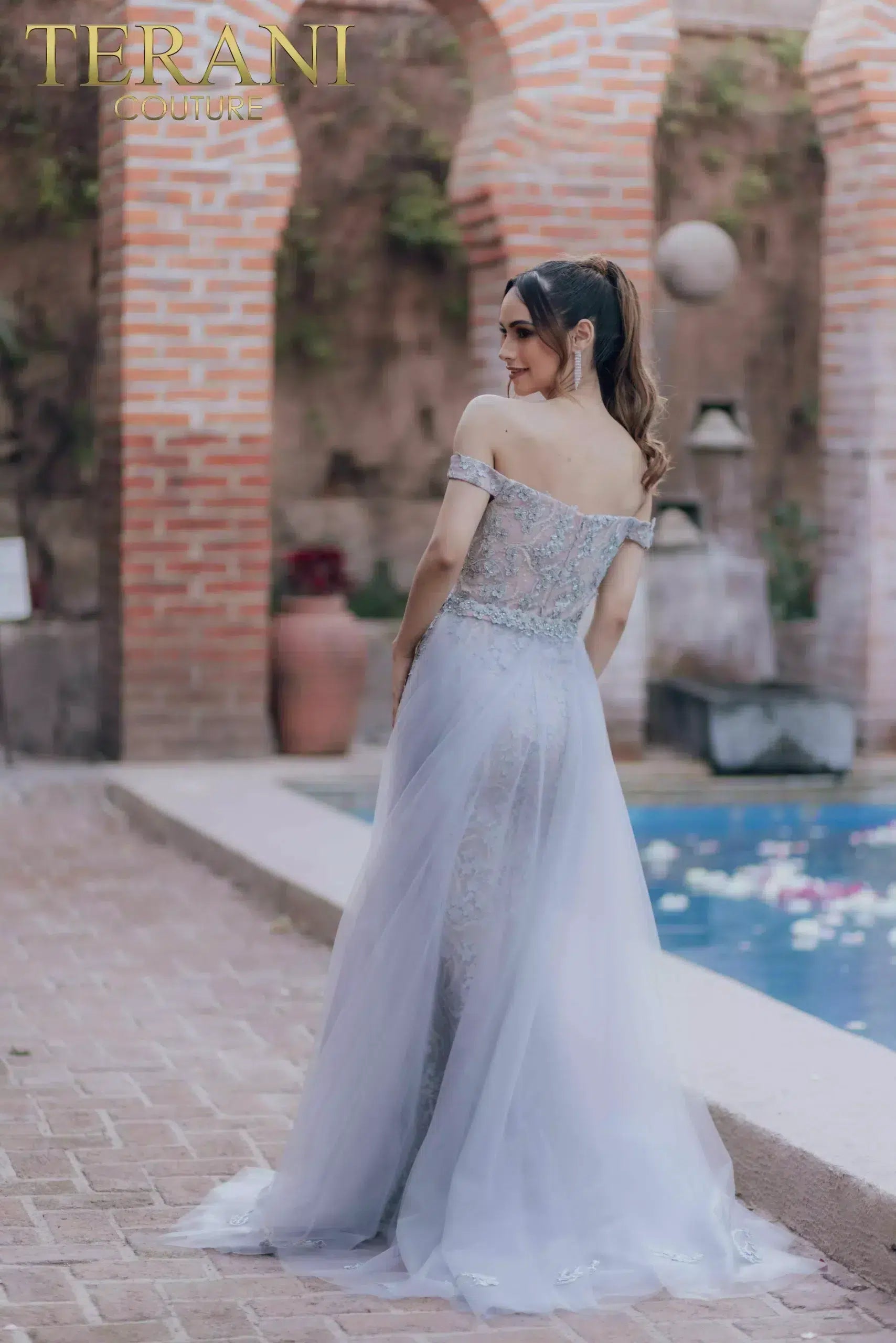 Off Shoulder Mermaid V-neck Tulle Overskirt  Dress - 232Gl1417