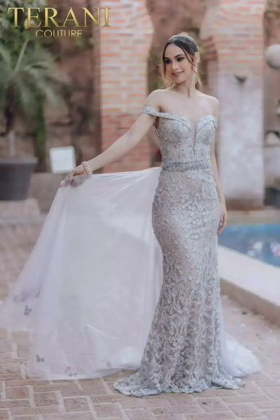 Off Shoulder Mermaid V-neck Tulle Overskirt  Dress - 232Gl1417