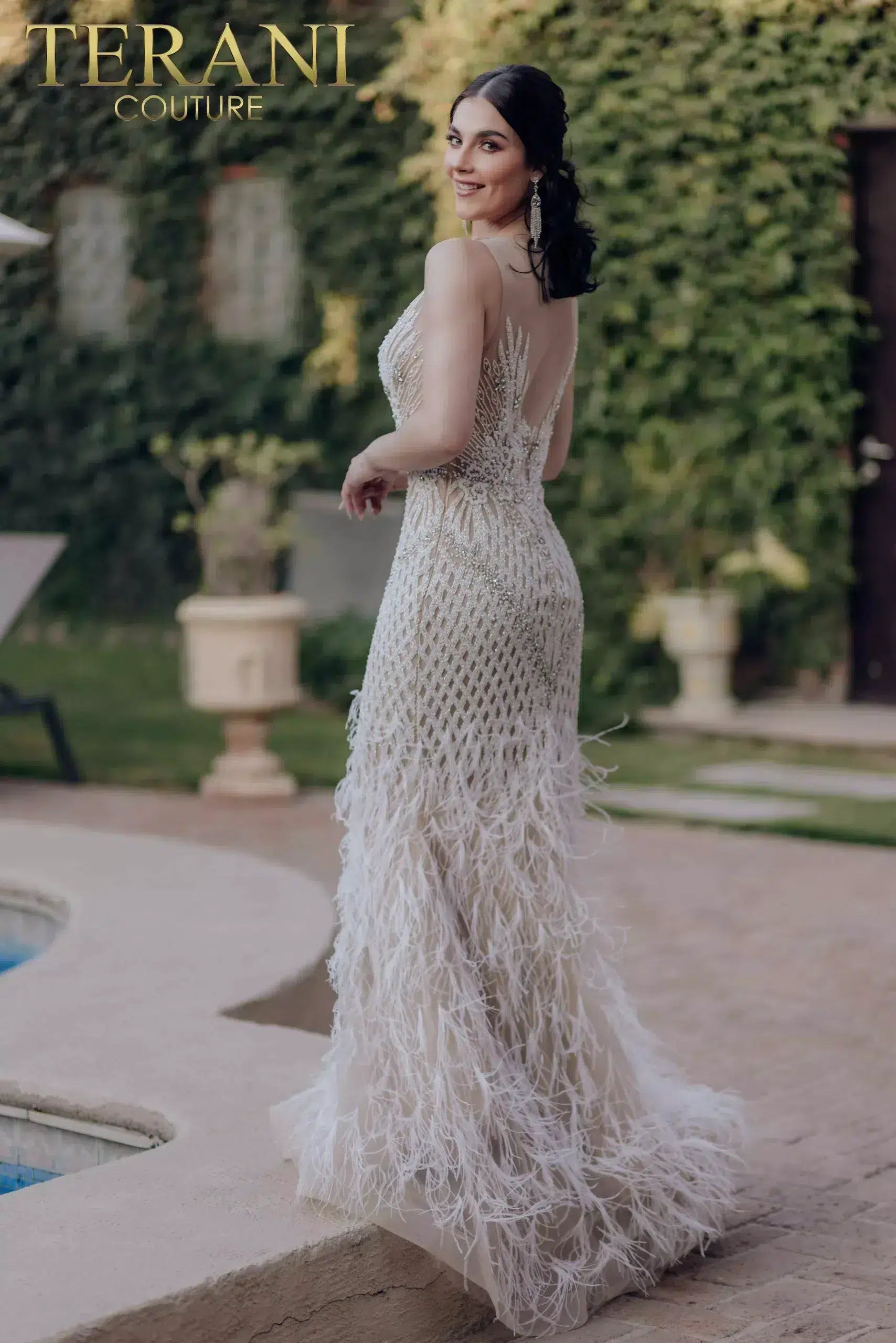 V-neck Embroidered Mermaid Sleeveless Long Dress - 232GL1436
