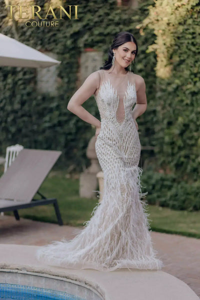 V-neck Embroidered Mermaid Sleeveless Long Dress - 232GL1436