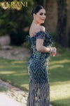 Off Shoulder A-line Feathered Sheer Skirt Long Dress - 232GL1439