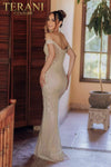 Mermaid Off Shoulder Netting Applique Long Dress - 232GL1471