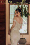 Mermaid Off Shoulder Netting Applique Long Dress - 232GL1471