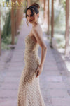 Embroidered Mermaid Strapless Beaded Long Dress - 232GL1476