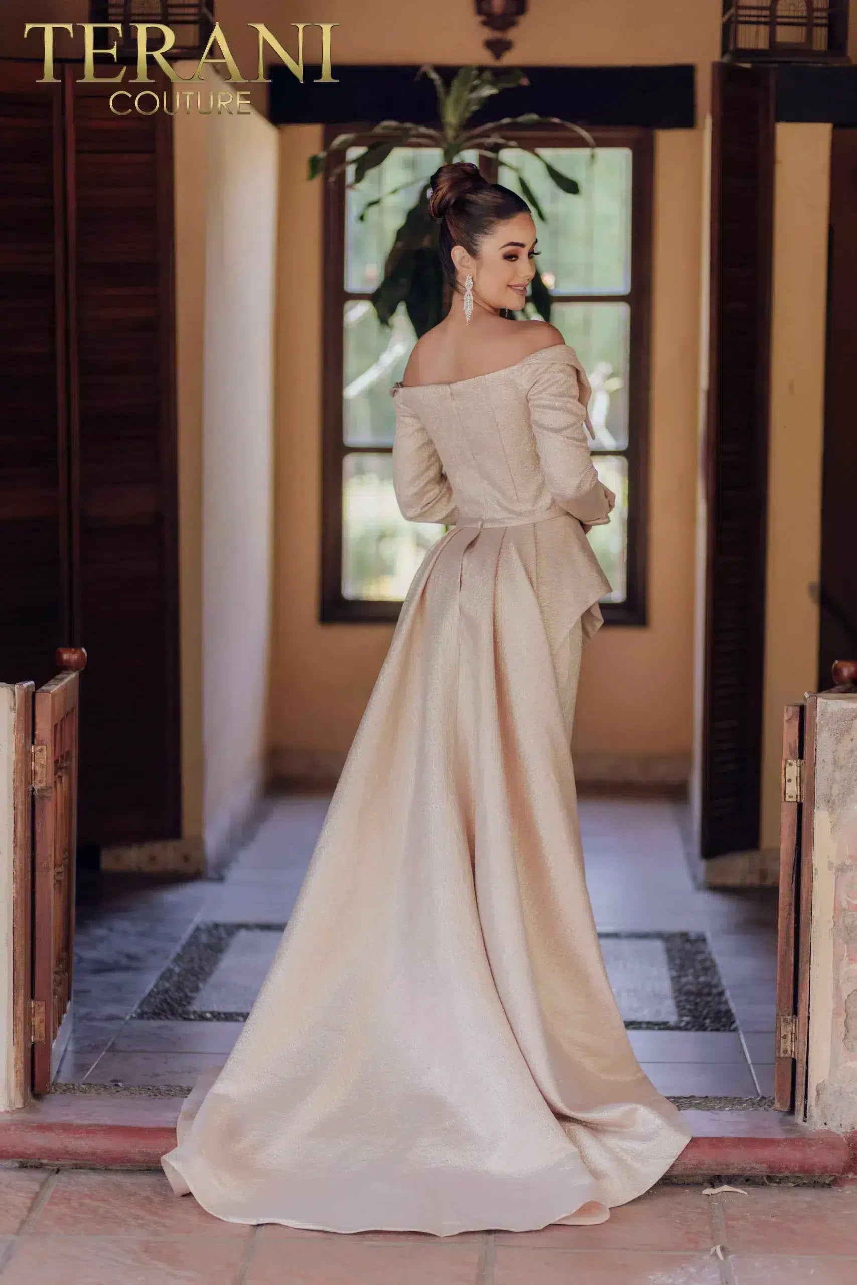 long sleeve dress with overskirt Structured Bodice A-line Long Sleeves Overskirt Dress