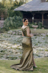 Rhinestone Beaded Belt Off Shoulder Peplum Skirt Dress - 232M1555