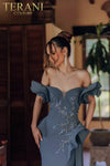 Pleated Top Ruffle Shoulder Mermaid Sweetheart Dress - 232M1559