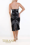 241C2301 Bodycon Strapless Tulle Black Silver Column Evening Dress