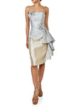 241C2302 Sheath Strapless Jacquard Column Evening Dress