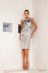 241C2314 Sheath V-Neck Jacquard Column Evening Dress