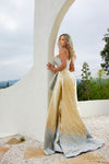 241E2402 Asymmetrical Embroidered Jacquard  A-Line Evening Dress