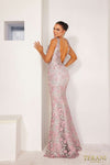 241E2410 Trumpet Sleeveless Sparkly Rose Silver Evening Dress