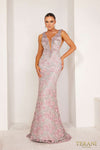 Trumpet Sleeveless Sparkly Rose Silver Evening Dress