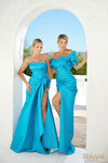 241E2413 Trumpet Off-Shoulder Embroidered Stretch Mikado Column Evening Dress