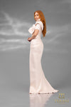 241E2413 Trumpet Off-Shoulder Embroidered Stretch Mikado Column Evening Dress