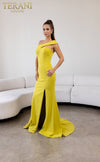 241E2416 Asymmetrical Off-Shoulder Jersey Column Evening Dress