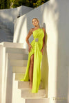 241E2419 Asymmetrical Crepe Sparkly Sleeveless Column Evening Dress