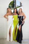 241E2437 Strapless Sparkly Crepe Column Evening Dress