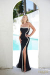 241E2437 Strapless Sparkly Crepe Column Evening Dress