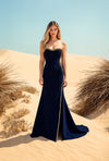 241E2437 Strapless Sparkly Crepe Column Evening Dress