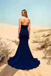 241E2437 Strapless Sparkly Crepe Column Evening Dress