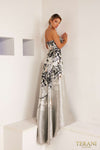 241E2452 Strapless Jacquard Silver Black Evening Ballgown Dress