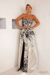 241E2452 Strapless Jacquard Silver Black Evening Ballgown Dress