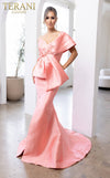 241E2468 Off-Shoulder Trumpet Asymmetrical Sparkly Column Evening Dress