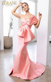 241E2468 Off-Shoulder Trumpet Asymmetrical Sparkly Column Evening Dress