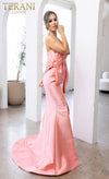241E2468 Off-Shoulder Trumpet Asymmetrical Sparkly Column Evening Dress