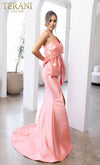 241E2468 Off-Shoulder Trumpet Asymmetrical Sparkly Column Evening Dress