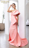 241E2468 Off-Shoulder Trumpet Asymmetrical Sparkly Column Evening Dress
