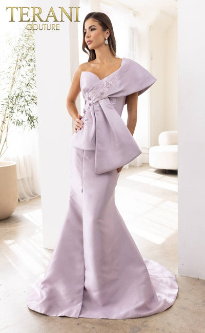 241E2468 Off-Shoulder Trumpet Asymmetrical Sparkly Column Evening Dress