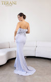 241E2473 Strapless Sparkly Stretch Crepe Silver Column Evening Dress