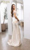 241E2478 Off-Shoulder Trumpet Embroidered Mikado Column Evening Dress