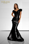 241E2478 Off-Shoulder Trumpet Embroidered Mikado Column Evening Dress