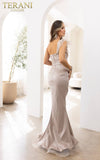 241E2485 Asymmetrical Embroidered Off-Shoulder Trumpet Column Evening Dress