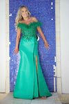 241E2490 Trumpet Off-Shoulder Sparkly Column Evening Dress