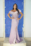 241E2490 Trumpet Off-Shoulder Sparkly Column Evening Dress