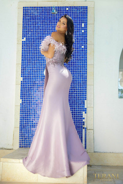 241E2490 Trumpet Off-Shoulder Sparkly Column Evening Dress
