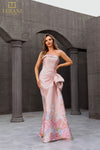 241E2494 Jacquard Strapless Straight Long Trumpet Evening Dress