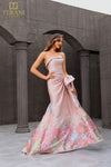 241E2494 Jacquard Strapless Straight Long Trumpet Evening Dress