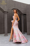 241E2494 Jacquard Strapless Straight Long Trumpet Evening Dress