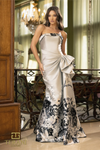 Silver Black Strapless Trumpet Dress