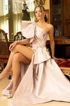 241E2515 Metallic Jacquard One Shoulder Long Ballgown Dress